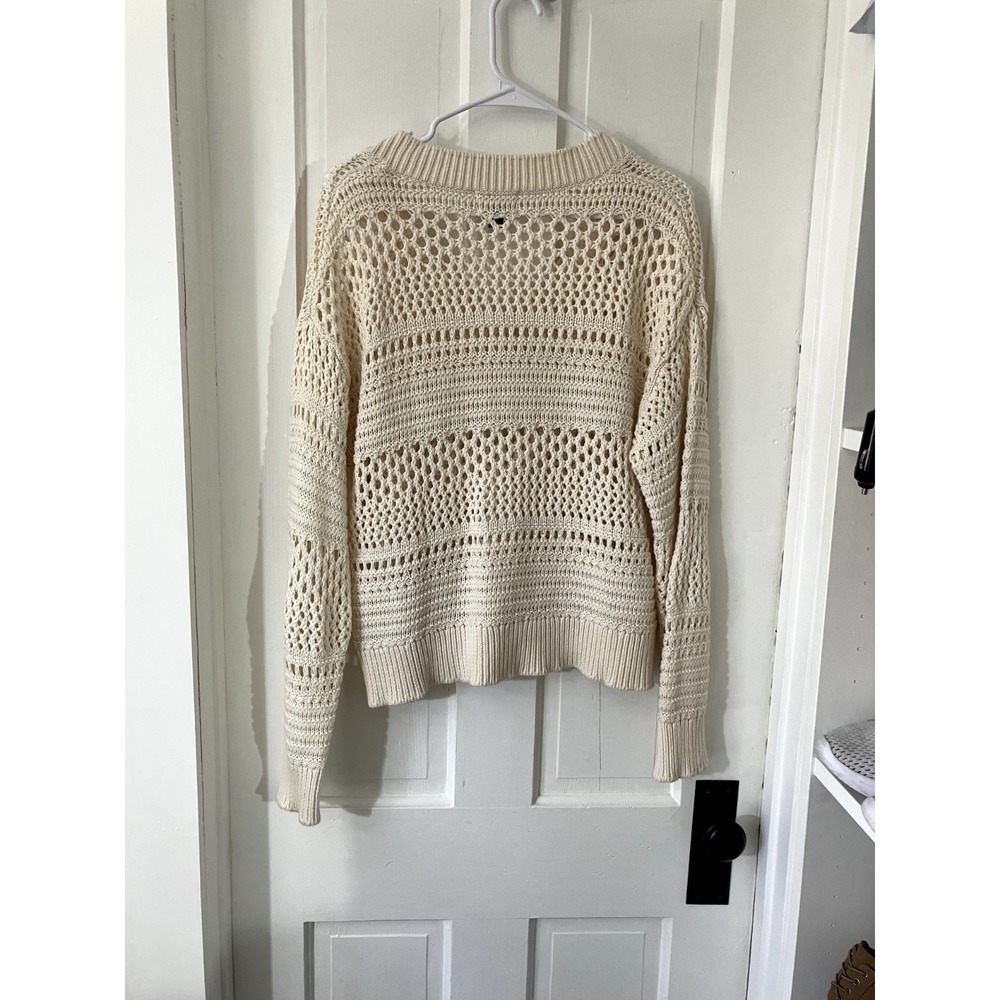 Universal Thread Open Knit V-Neck Sweater Women's L Crochet Boho Coastal Gypsy - Picture 3 of 8